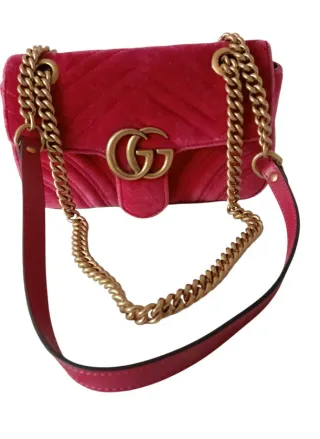 Borsa a tracolla Gucci Marmont Rosa in velluto