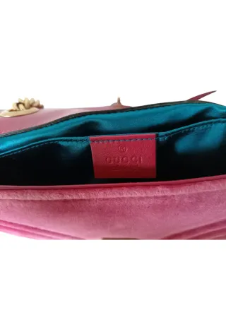 Borsa a tracolla Gucci Marmont Rosa in velluto