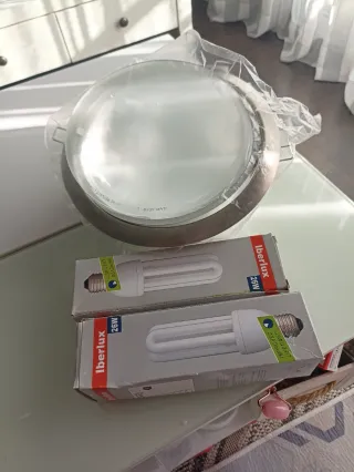 4 Focos Techo Cromo Satinado 22cm + Bombillas