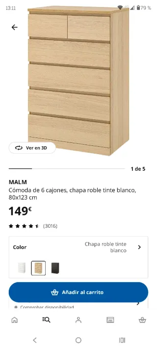 2 Cómodas Malm Ikea 6 cajones Madera