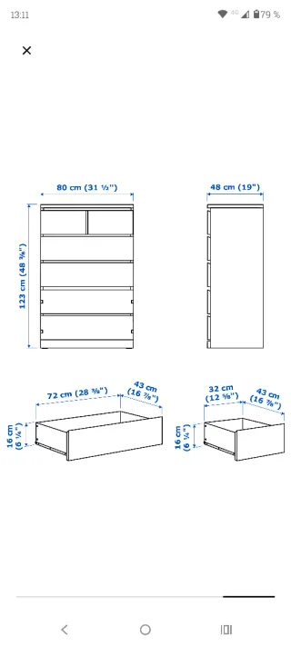 2 Cómodas Malm Ikea 6 cajones Madera