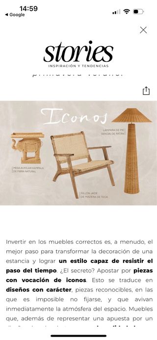 Sillón de madera y ratán