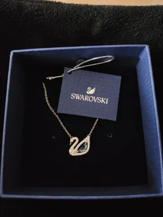 Collar Cisne Swarovski Azul y Plateado