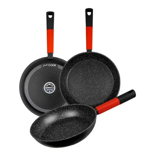 Juego Sartenes Swiss Line Negro/Rojo