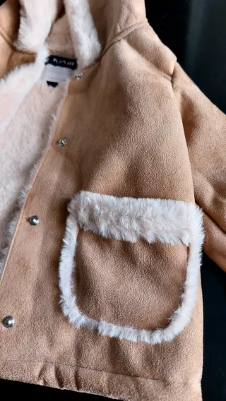 Cappottino bambina scamosciato con pelliccia