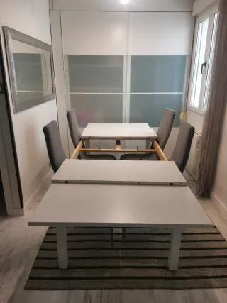 Mesa comedor extensible blanca