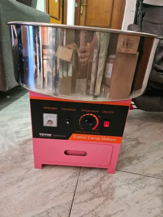 Máquina de Algodón de Azúcar Rosa con Ruedas