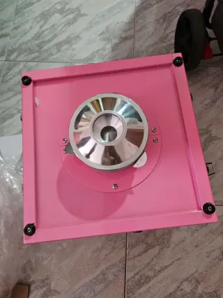 Máquina de Algodón de Azúcar Rosa con Ruedas