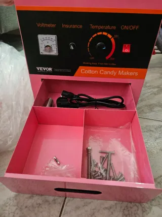 Máquina de Algodón de Azúcar Rosa con Ruedas