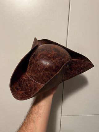 Cappello tricorno Pirata similpelle marrone