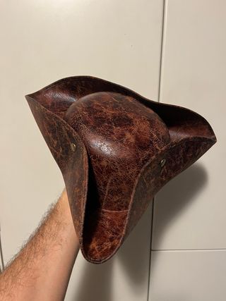 Cappello tricorno Pirata similpelle marrone