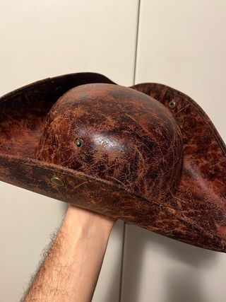 Cappello tricorno Pirata similpelle marrone