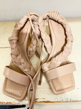 Sandalias Twinset Beige Trenzadas