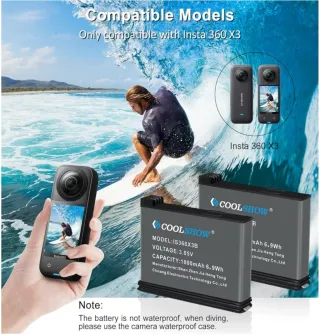 Cargador y 2 Baterías COOLSHOW para Insta360 X3