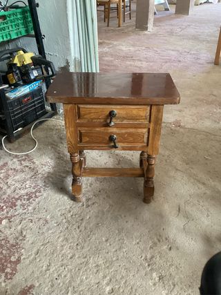 Mesita de noche antigua madera 1930