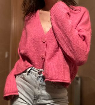 Cárdigan Stradivarius rosa talla M