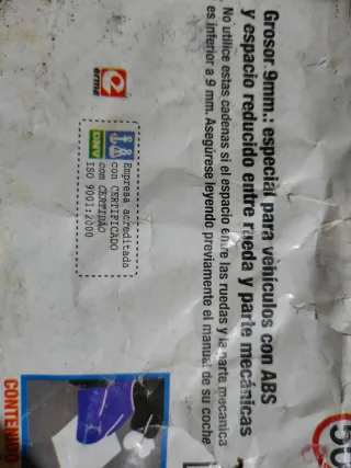 Cadenas para nieve de coche 9mm