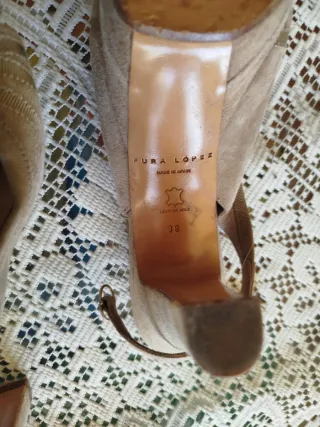 Lote Zapatos Tacón Talla 38 Beige/Marrón