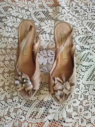 Lote Zapatos Tacón Talla 38 Beige/Marrón