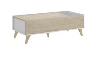 Mesa centro elevable madera y blanco