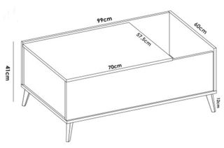 Mesa centro elevable madera y blanco