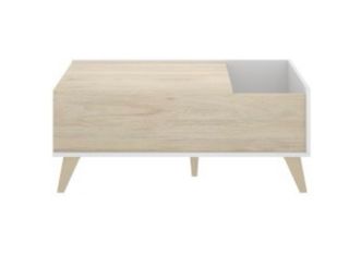 Mesa centro elevable madera y blanco