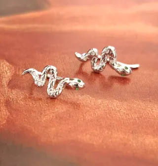 Pendientes Serpiente Plata Ley Circonitas Verdes