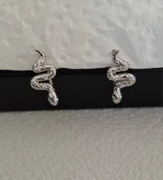 Pendientes Serpiente Plata Ley Circonitas Verdes