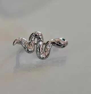 Pendientes Serpiente Plata Ley Circonitas Verdes