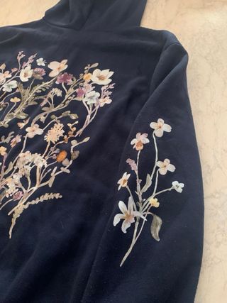 Felpa con cappuccio blu floreale curvy donna Shein