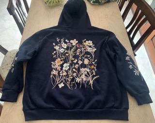 Felpa con cappuccio blu floreale curvy donna Shein