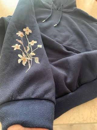 Felpa con cappuccio blu floreale curvy donna Shein