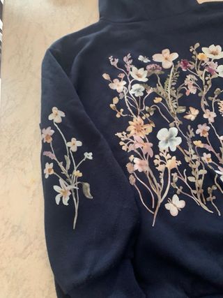 Felpa con cappuccio blu floreale curvy donna Shein