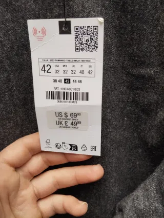 Pantaloni eleganti Zara grigio uomo IT48