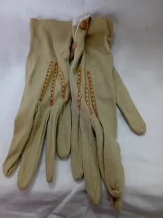 Lote 8 Guantes Mujer Antiguos Beige/Blanco