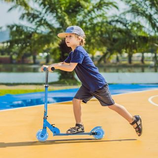 Patinete Infantil Plegable con Luces Música Azul