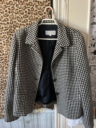Chaqueta Cortefiel cuadros blanco y negro Talla L