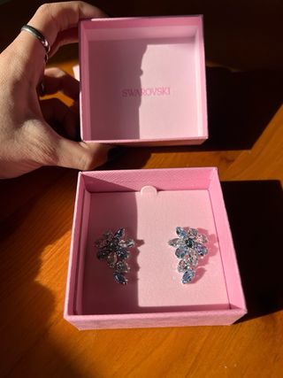Pendientes Swarovski Azules y Plateados Nuevos