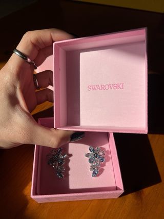 Pendientes Swarovski Azules y Plateados Nuevos