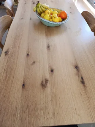 Mesa de comedor de roble macizo con 6 sillas