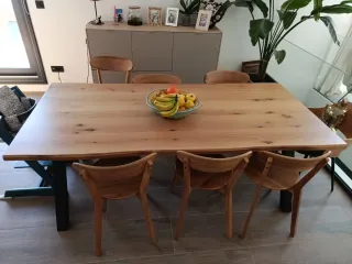 Mesa de comedor de roble macizo con 6 sillas
