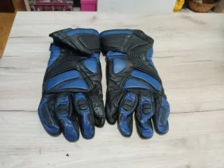 Guantes Moto Piel Levior Negros y Azules