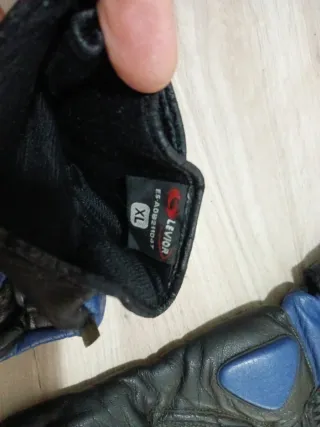 Guantes Moto Piel Levior Negros y Azules