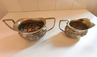 Lote 2 salseras antiguas metal plateado/alpaca