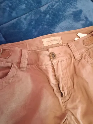 Pantalón Massimo Dutti Marrón Claro 100% Algodón