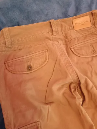 Pantalón Massimo Dutti Marrón Claro 100% Algodón