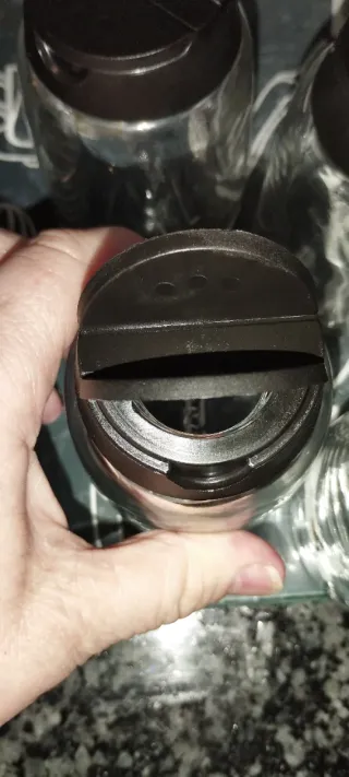 Conjunto 4 especieros cristal tapa negra