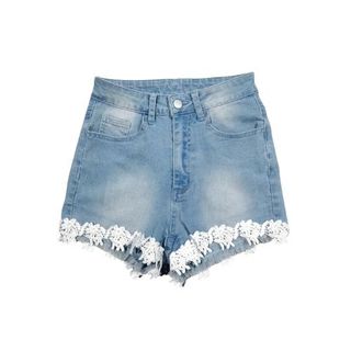 Pantalones cortos Vaqueros con Encaje blanco