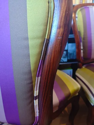 Conjunto 5 Sillas Antiguas Tapizadas buen estado