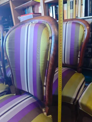 Conjunto 5 Sillas Antiguas Tapizadas buen estado